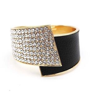 💎Modern Glam Asymmetrical Rhinestone & Black Tone Wrap Bracelet Women's Fashion